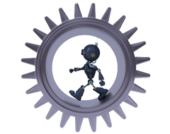 robot in a cog wheel